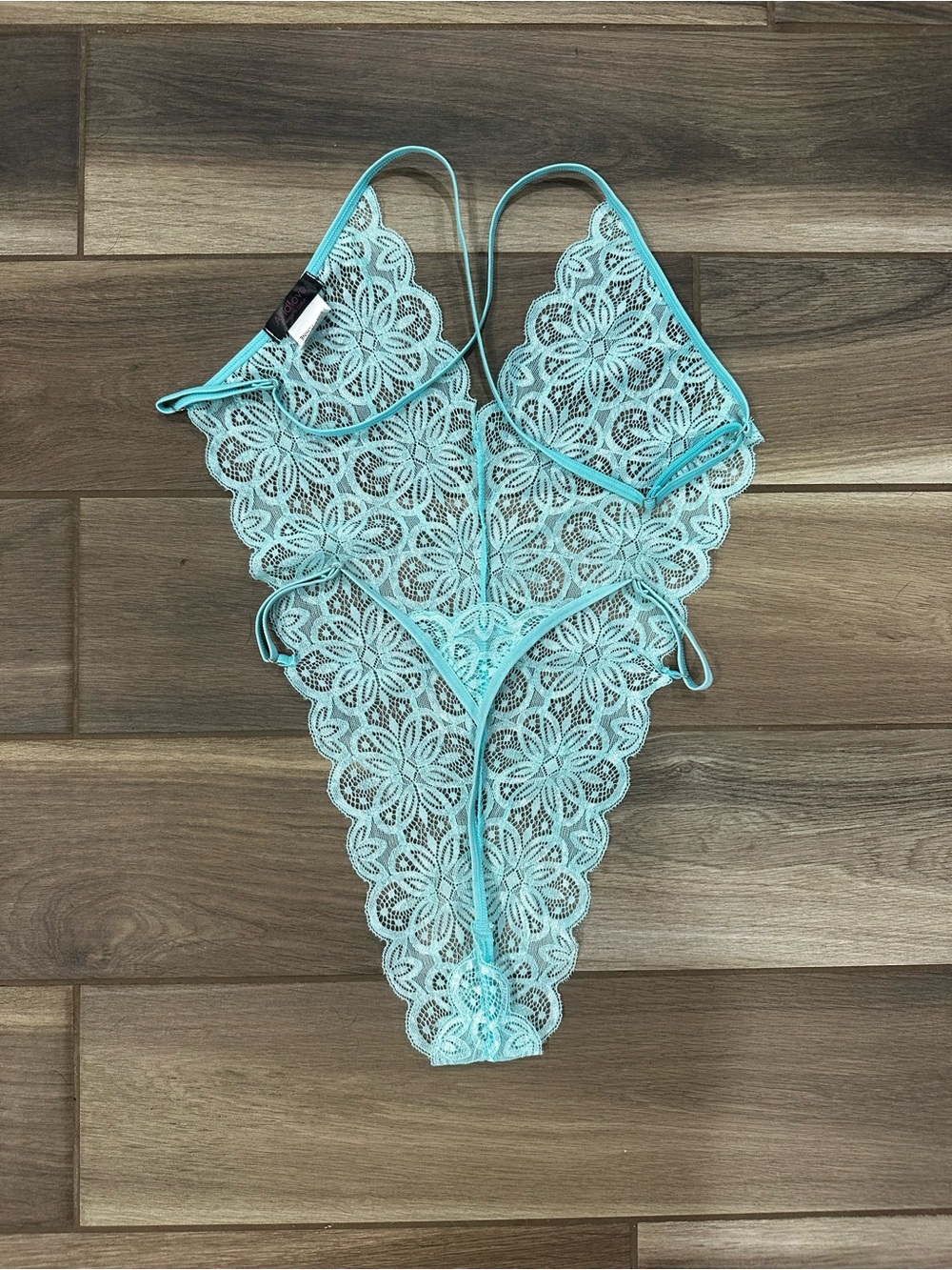 Light Blue Lace Plunge Teddy Bodysuit - Women Intimates - Picture 2 of 3
